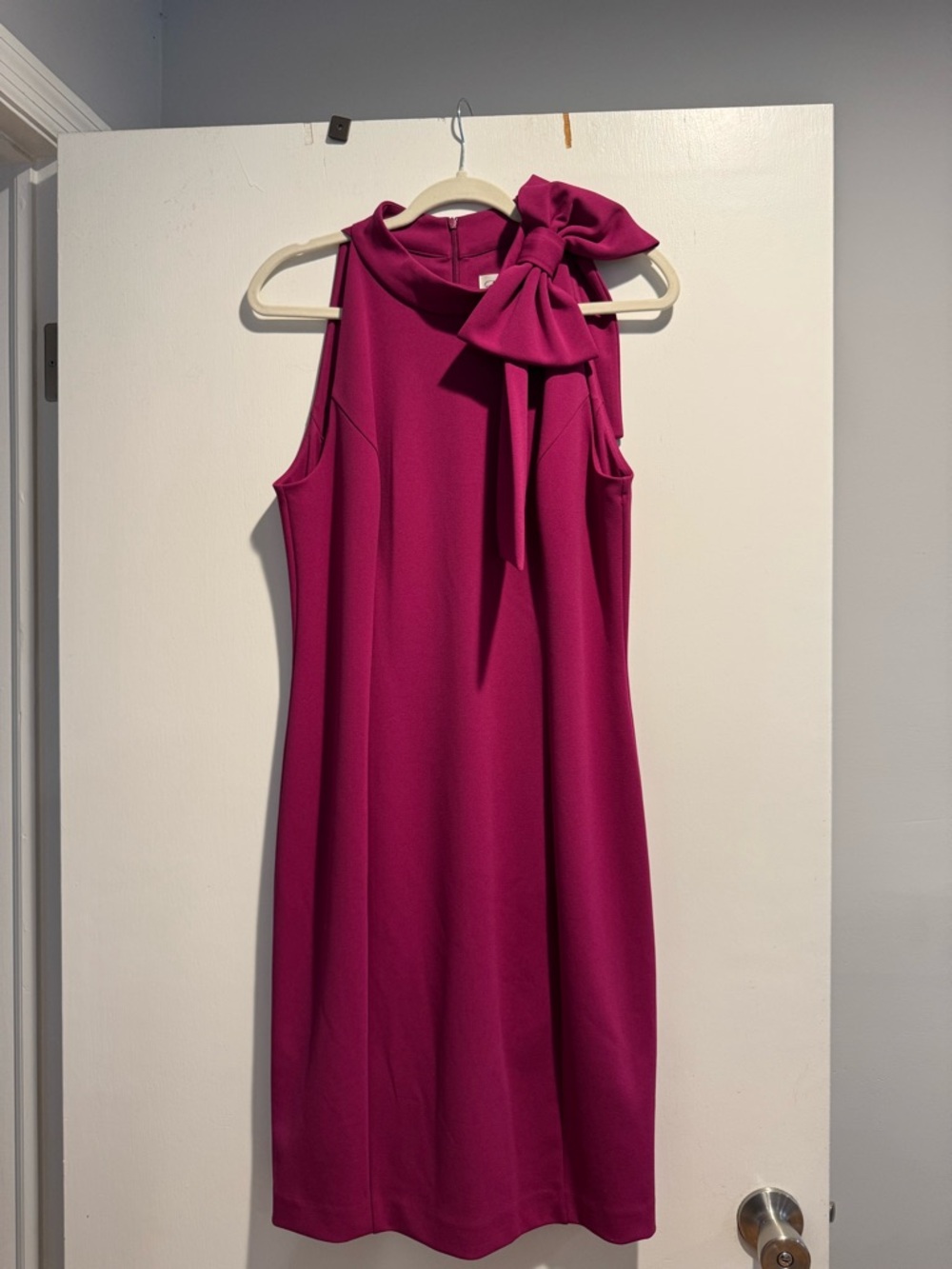 Eliza J Bow-Accent Magenta Dress